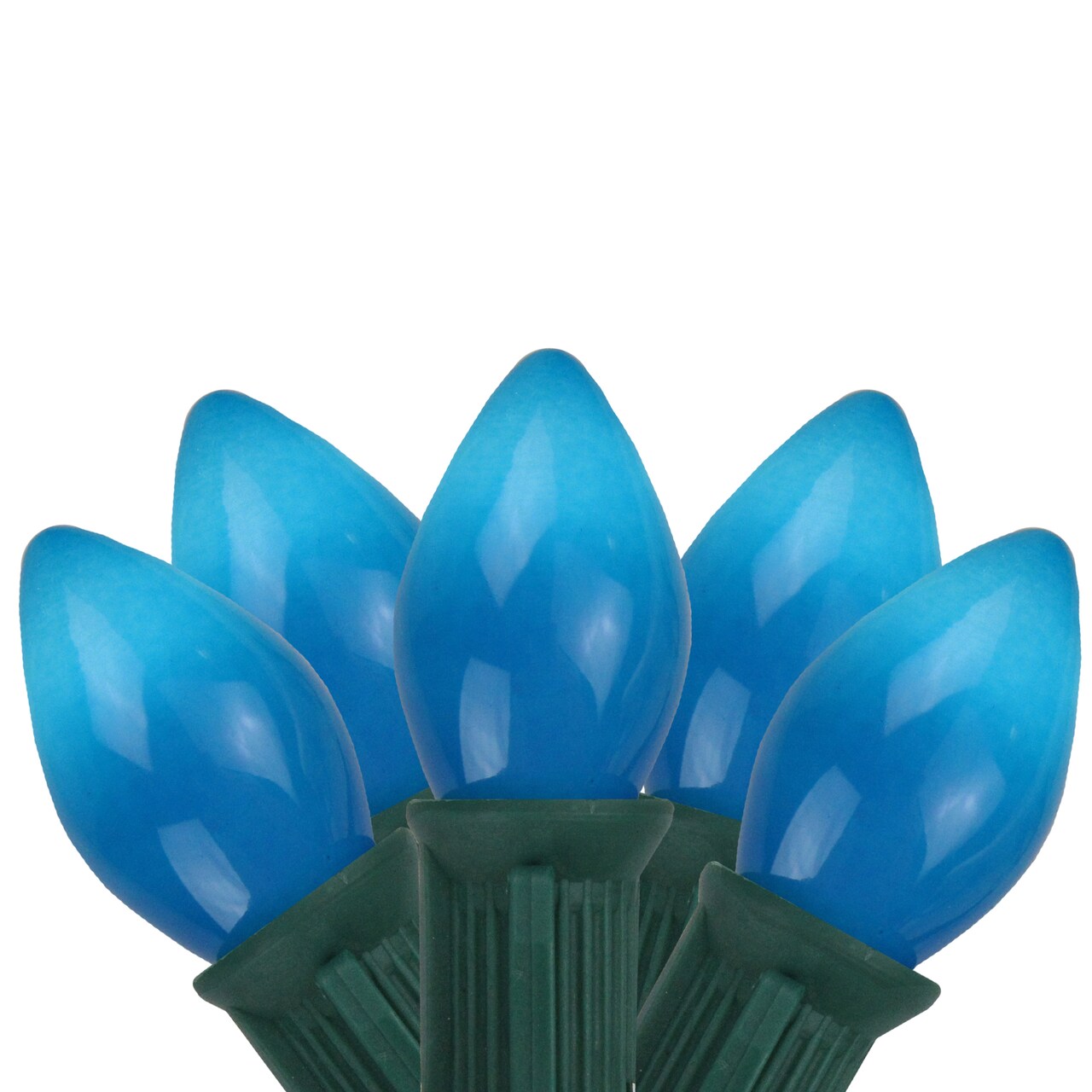 Hofert Set of 25 Ceramic Blue C7 Christmas Lights - 24 ft Green Wire